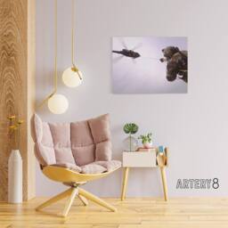 "Artery8 Military Afghan Army UH 60 Hawk Helicopter Canvas Wall Art Print in Grey - Size: W18"" x H24""" - thumbnail 3