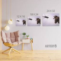 "Artery8 Military Afghan Army UH 60 Hawk Helicopter Canvas Wall Art Print in Grey - Size: W18"" x H24""" - thumbnail 4