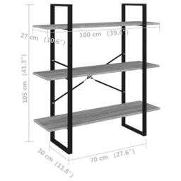 Berkfield Home Decorative Book Cabinet Grey Sonoma 100x30x105 cm Engineered Wood - Size: 100 x 30 x 105 cm - thumbnail 7