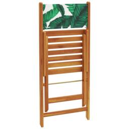 Berkfield Home Beautiful 3 Piece Bistro Set Leaf Pattern Fabric & Solid Wood in Light Brown - thumbnail 7