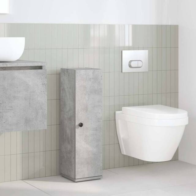 Berkfield Home Durable Bathroom Cabinet with Roll Holder Concrete Grey 20.5x22x72 cm - image 1