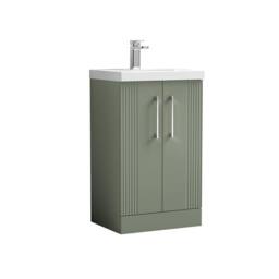 Balterley Floor Standing 2 Door Vanity Unit - Thin-Edge Basin 500mm, Satin Green
