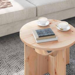 Berkfield Home Full Coffee Table Natural 50 x 50 x 35 cm Solid pine wood in Light Tan - thumbnail 5