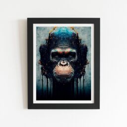 "Warren Reed - Designer Gorilla Face Splashart Framed Art Print in Black - Size: W16"" x H24""" - thumbnail 1