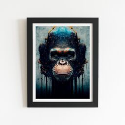 "Warren Reed - Designer Gorilla Face Splashart Framed Art Print in Black - Size: W16"" x H24""" - thumbnail 2
