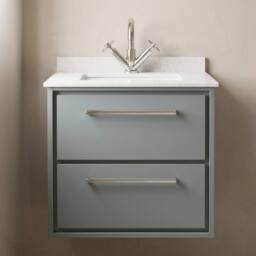 Balterley 600mm Wall Hung 2 Drawer Vanity & Marble Worktop Basin - Coastal Grey - thumbnail 3