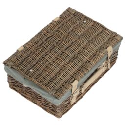 Red Hamper Wicker 36cm Antique Wash Picnic Basket with Cotton Lining in Grey - thumbnail 2