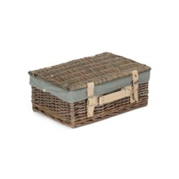Red Hamper Wicker 36cm Antique Wash Picnic Basket with Cotton Lining in Grey - thumbnail 3