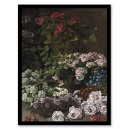 Artery8 Spring Flowers Floral Still Life Monet Vintage Framed Wall Art Print - Size: A4 - thumbnail 1