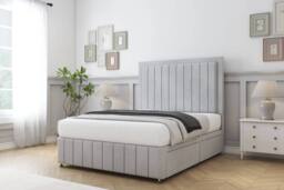 "Sloomy Pemberton Naples Divan Base 2 Drawers-54"" Headboard & 12"" Footboard in Silver - Size: Small Single" - thumbnail 3