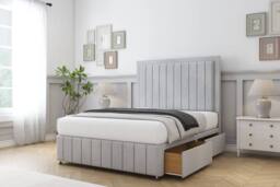 "Sloomy Pemberton Naples Divan Base 2 Drawers-54"" Headboard & 12"" Footboard in Silver - Size: Small Single" - thumbnail 4