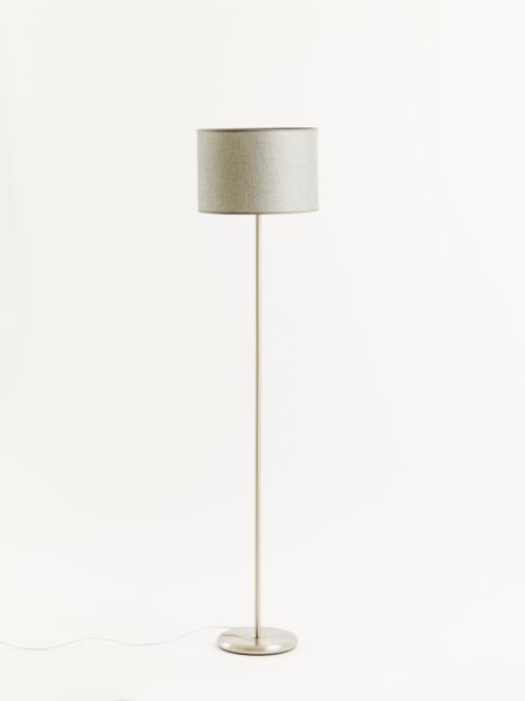 Orsina Black Waffle Effect Shade Floor Lamp, Polished Chrome Modern Standing Lamp For Living Room, Floor Lamp in Silver - image 1