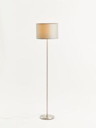 Orsina Black Waffle Effect Shade Floor Lamp, Polished Chrome Modern Standing Lamp For Living Room, Floor Lamp in Silver - thumbnail 2