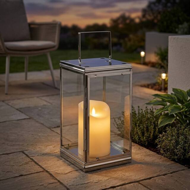 Garden Greatness Phoenix Contemporary Stainless Steel Lantern in Silver - Size: 1 Pack - image 1