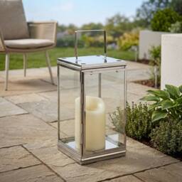 Garden Greatness Phoenix Contemporary Stainless Steel Lantern in Silver - Size: 1 Pack - thumbnail 2