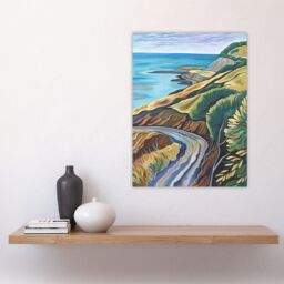 "Artery8 Cleveland Way Coastal Yorkshire Moors Painting Wall Art Print in Green - Size: W12"" x H16""" - thumbnail 4
