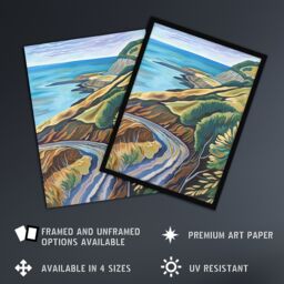 "Artery8 Cleveland Way Coastal Yorkshire Moors Painting Wall Art Print in Green - Size: W12"" x H16""" - thumbnail 2