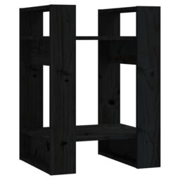 Berkfield Home Book Cabinet/Room Divider Black 41x35x57 cm Solid Wood Pine - Size: 41 x 35 x 57 cm - thumbnail 2