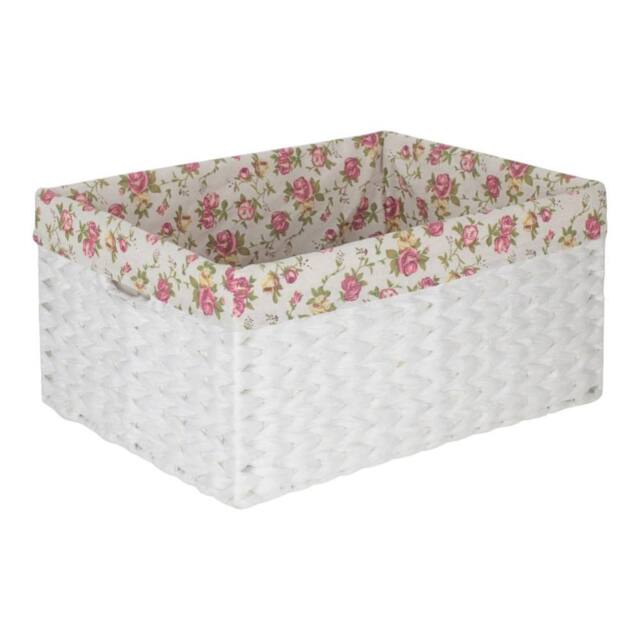 Red Hamper Paper Rope Rectangular Storage Basket with Garden Rose Cotton Lining - Size: Medium - image 1