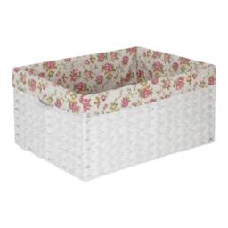 Red Hamper Paper Rope Rectangular Storage Basket with Garden Rose Cotton Lining - Size: Medium - thumbnail 1