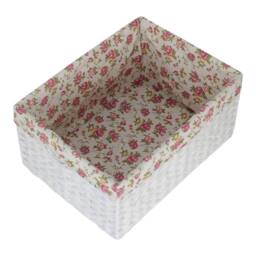 Red Hamper Paper Rope Rectangular Storage Basket with Garden Rose Cotton Lining - Size: Medium - thumbnail 2