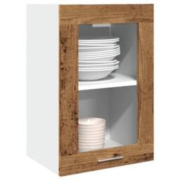 Berkfield Home Hanging Glass Cabinet Lyon Old Wood 40x31x60 cm Engineered Wood in Brown - Size: 40 x 31 x 60 cm - thumbnail 2