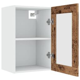 Berkfield Home Hanging Glass Cabinet Lyon Old Wood 40x31x60 cm Engineered Wood in Brown - Size: 40 x 31 x 60 cm - thumbnail 5