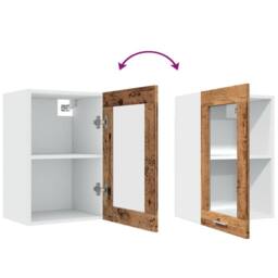 Berkfield Home Hanging Glass Cabinet Lyon Old Wood 40x31x60 cm Engineered Wood in Brown - Size: 40 x 31 x 60 cm - thumbnail 8
