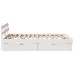 Berkfield Home White Bed Frame with Drawers - 135x190 cm Solid Pine Wood - thumbnail 9