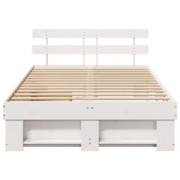 Berkfield Home White Bed Frame with Drawers - 135x190 cm Solid Pine Wood - thumbnail 8