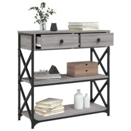 Berkfield Home Console Table Grey Sonoma 75x28x75 cm Engineered Wood - Size: 75 x 28 x 75 cm - thumbnail 4
