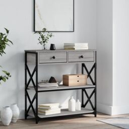 Berkfield Home Console Table Grey Sonoma 75x28x75 cm Engineered Wood - Size: 75 x 28 x 75 cm - thumbnail 1