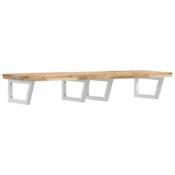Berkfield Home Basin Shelf Wall Mounted Steel & Solid Wood Acacia in Brown - thumbnail 2