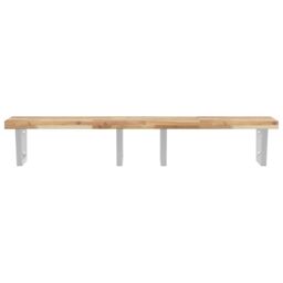 Berkfield Home Basin Shelf Wall Mounted Steel & Solid Wood Acacia in Brown - thumbnail 4
