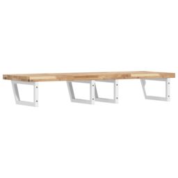 Berkfield Home Basin Shelf Wall Mounted Steel & Solid Wood Acacia in Brown - thumbnail 6