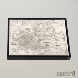 "Artery8 Map Ligorio Ancient Rome Plan Framed Canvas Wall Art Print in Beige - Size: W12"" x H16""" - thumbnail 2