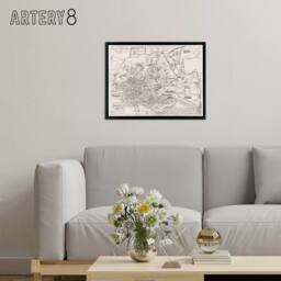 "Artery8 Map Ligorio Ancient Rome Plan Framed Canvas Wall Art Print in Beige - Size: W12"" x H16""" - thumbnail 3