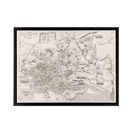 "Artery8 Map Ligorio Ancient Rome Plan Framed Canvas Wall Art Print in Beige - Size: W12"" x H16""" - thumbnail 1