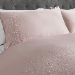 Smart Living Luxury Hotel Quality Diamonte Embellished Duvet Cover with Pillowcases in Pink - Size: King - thumbnail 3