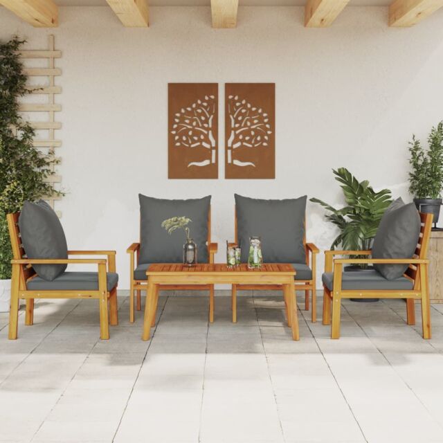 Berkfield Home 5 Piece Garden Lounge Set with Cushions Solid Wood Acacia in Brown - image 1