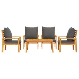 Berkfield Home 5 Piece Garden Lounge Set with Cushions Solid Wood Acacia in Brown - thumbnail 3