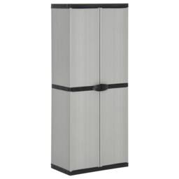 Berkfield Home Garden Storage Cabinet with 3 Shelves Grey&Black 68x40x168 cm in Grey - Size: 68 x 40 x 168 cm - thumbnail 1