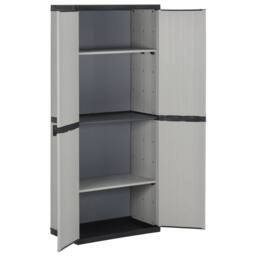 Berkfield Home Garden Storage Cabinet with 3 Shelves Grey&Black 68x40x168 cm in Grey - Size: 68 x 40 x 168 cm - thumbnail 3