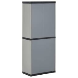 Berkfield Home Garden Storage Cabinet with 3 Shelves Grey&Black 68x40x168 cm in Grey - Size: 68 x 40 x 168 cm - thumbnail 6