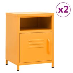 Berkfield Home Nightstands 2 pcs Mustard Yellow 35x35x51 cm Steel - Size: 35 x 35 x 51 cm