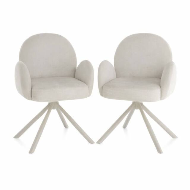 HOME LUXE INTERIOR Gstaad Beige Swivel Dining Chairs Set of 2 Fabric Spider Legs - image 1