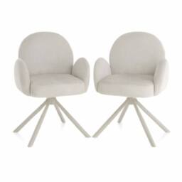 HOME LUXE INTERIOR Gstaad Beige Swivel Dining Chairs Set of 2 Fabric Spider Legs - thumbnail 1