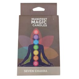 KDMD Seven Charkra Manifest Candles (pack of 7) in Brown