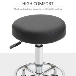 VINSETTO Round PU leather Salon Beautician Stool Adjustable Height in Black - thumbnail 6