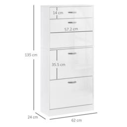 KORVIXA Marble White Shoe Cabinet with 4 Drawers Storage Cupboard - Size: 100 cm - thumbnail 2
